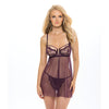 Eve Lace & Pin dot Mesh Babydoll w/G-String Italian Plum LG