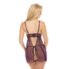Eve Lace & Pin dot Mesh Babydoll w/G-String Italian Plum LG
