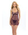 Eve Lace & Pin dot Mesh Babydoll w/G-String Italian Plum MD