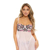 Audra Underwire Babydoll w/Embroidery & G-String Pink Yarrow 1X