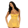 Hazel Peek-A-Boo Cup Babydoll w/G-String Panty - Yellow S/M