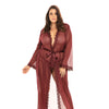 Provence Eyelash Lace Floor Length Robe Zinfandel 1X/2X