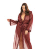 Provence Eyelash Lace Floor Length Robe Zinfandel 1X/2X