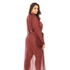 Provence Eyelash Lace Floor Length Robe Zinfandel 1X/2X