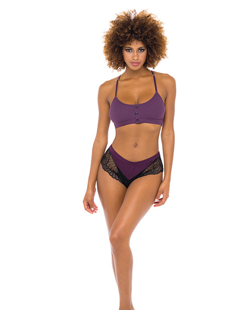 Claribel Ribbed jersey Bralette & Boyshort Italian Plum S/M