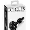 Icicles No. 77 Hand Blown Glass Rose Butt Plug - Black