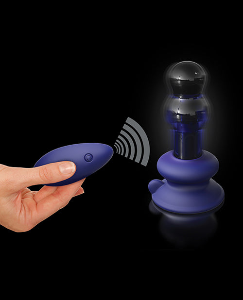 Icicles No. 83 Hand Blown Glass Vibrating Butt Plug w/Remote - Blue