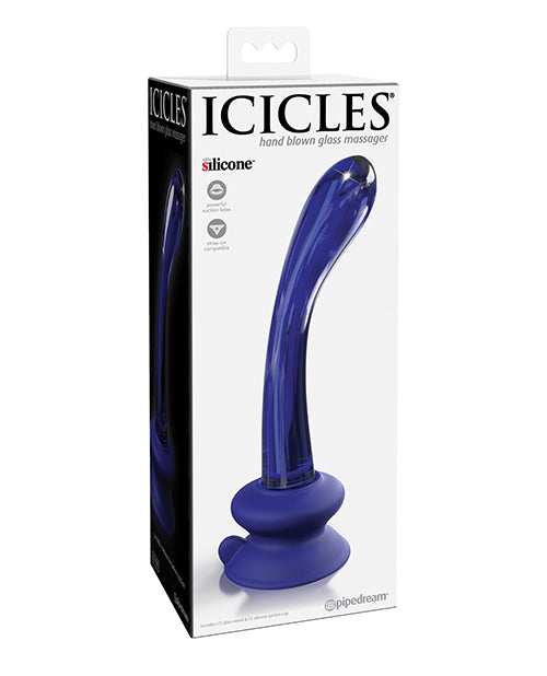 Icicles No. 89 Hand Blown Glass G-Spot Massager w/Suction Cup -  Blue