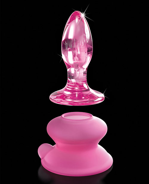 Icicles No. 90 Hand Blown Glass Butt Plug w/Suction Cup -  Pink