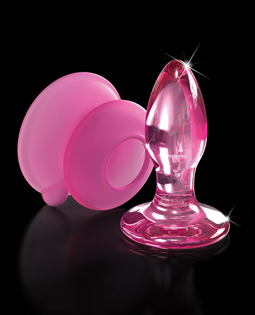 Icicles No. 90 Hand Blown Glass Butt Plug w/Suction Cup -  Pink