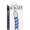 Icicles No. 5 Hand Blown Glass Massager - Clear w/Blue Swirls