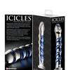 Icicles No. 5 Hand Blown Glass Massager - Clear w/Blue Swirls