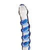 Icicles No. 5 Hand Blown Glass Massager - Clear w/Blue Swirls