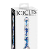 Icicles No. 8 Hand Blown Glass Massager - Clear w/Inside Blue Swirls