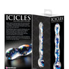 Icicles No. 8 Hand Blown Glass Massager - Clear w/Inside Blue Swirls