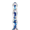 Icicles No. 8 Hand Blown Glass Massager - Clear w/Inside Blue Swirls