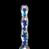 Icicles No. 8 Hand Blown Glass Massager - Clear w/Inside Blue Swirls