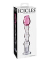 Icicles No. 12 Hand Blown Glass Massager - Clear w/Rose Tip
