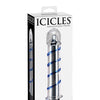 Icicles No. 20 Hand Blown Glass Vibrator Waterproof - Clear w/Blue Swirls
