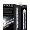 Icicles No. 20 Hand Blown Glass Vibrator Waterproof - Clear w/Blue Swirls