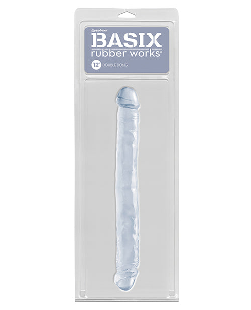Basix Rubber Works 12" Double Dong - Clear