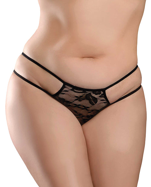 Hookup Panties Crotchless Pleasure Pearls Black XL-XXL