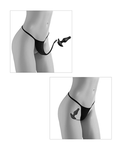 Hookup Panties Crotchless Pleasure Pearls Black XL-XXL