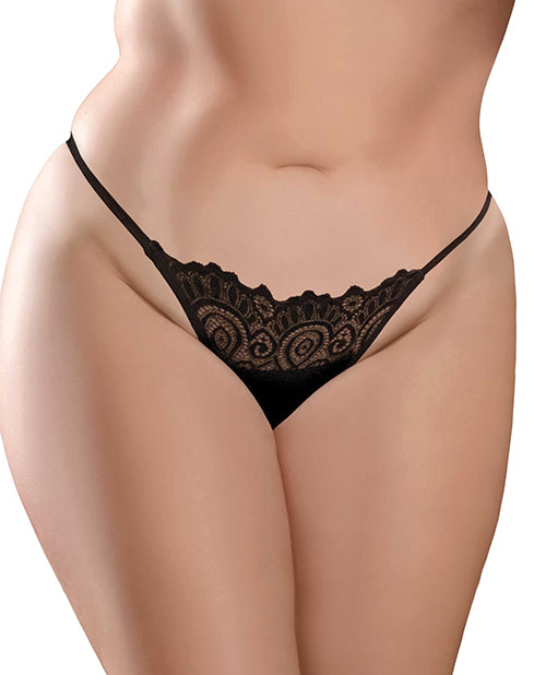 Hookup Panties Remote Lace Peek A Boo Black XL-XXL
