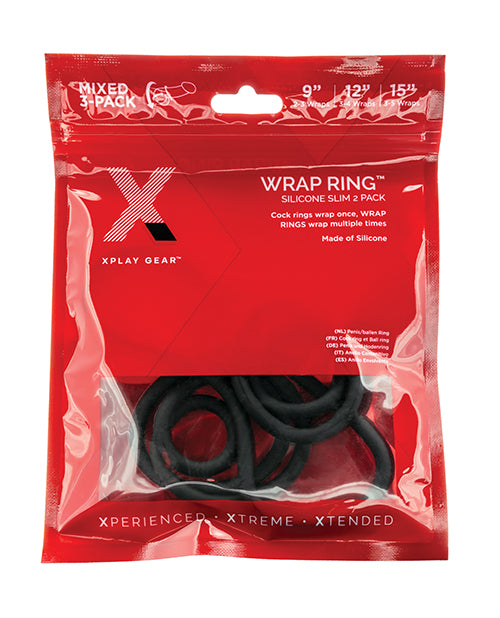 Xplay Gear 9"/12"/15" Silicone Slim Wrap Rings - Pack of 3 Black