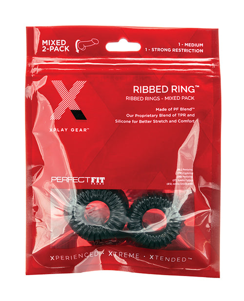 Xplay Gear PF Blend Premium Stretch Ribbed Ring Slim - Black - Pack of 2