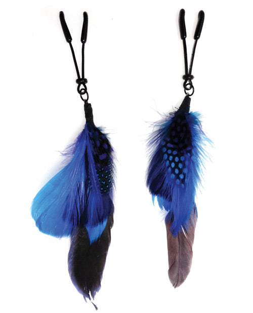 Bijoux de Nip Multi Colored Feather w/Black Wide Tweezer Clamp