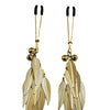 Bijoux de Nip Tweezer Nipple Clamp w/Metal Feathers - Gold