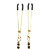 Bijoux de Nip Tweezer Nipple Clamp w/Black & Gold Beads w/Star - Gold