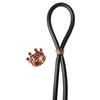 Bolo Silicone Lasso w/Rose Gold Crown Slider Ring - Black