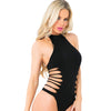 Pink Lipstick Stretchy High Neck Seamless Bodysuit Black O/S