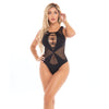 Pink Lipstick Highneck Bodysuit Black O/S