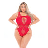 Pink Lipstick Highneck Bodysuit (Fits up to 3X) Red QN