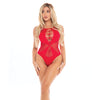 Pink Lipstick Highneck Bodysuit Red O/S