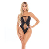 Pink Lipstick Treat Me Right Strapless Bodysuit Black O/S