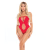 Pink Lipstick Treat Me Right Strapless Bodysuit Red O/S