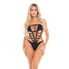 Pink Lipstick Bad Habits Strapless Bodysuit Black O/S
