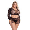 Pink Lipstick Leaf it to Me Long sleeve Crop Top & Short Black QN