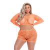 Pink Lipstick Leaf it to Me Long sleeve Crop Top & Short Orange QN