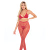 Pink Lipstick Tall Order Bra Top & Leggings Red O/S