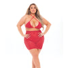 Pink Lipstick Black Cherry Strap Halter Bra & Skirt (Fits up to 3X) Red QN