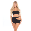 Pink Lipstick Femme Seamless Bandeau & Skirt Black O/S
