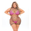 Pink Lipstick Neon Nights Large Fishnet Dress, Tri Top & G-String (Fits up to 3X) Neon Pink QN