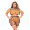 Pink Lipstick Crave You Lrge Fshnet Cami Top,Skrt,Bandeau Top & Panty(Fits up to 3X)Neon Orange QN
