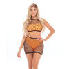 Pink Lipstick Crave You Large Fishnet Cami Top & Skirt, Bandeau Top & Panty Neon Orange O/S