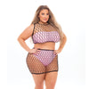 Pink Lipstick Crave You Large Fshnet Cami Top, Skrt, Bandeau Top & Pnty (Fits up to 3X) Pink QN